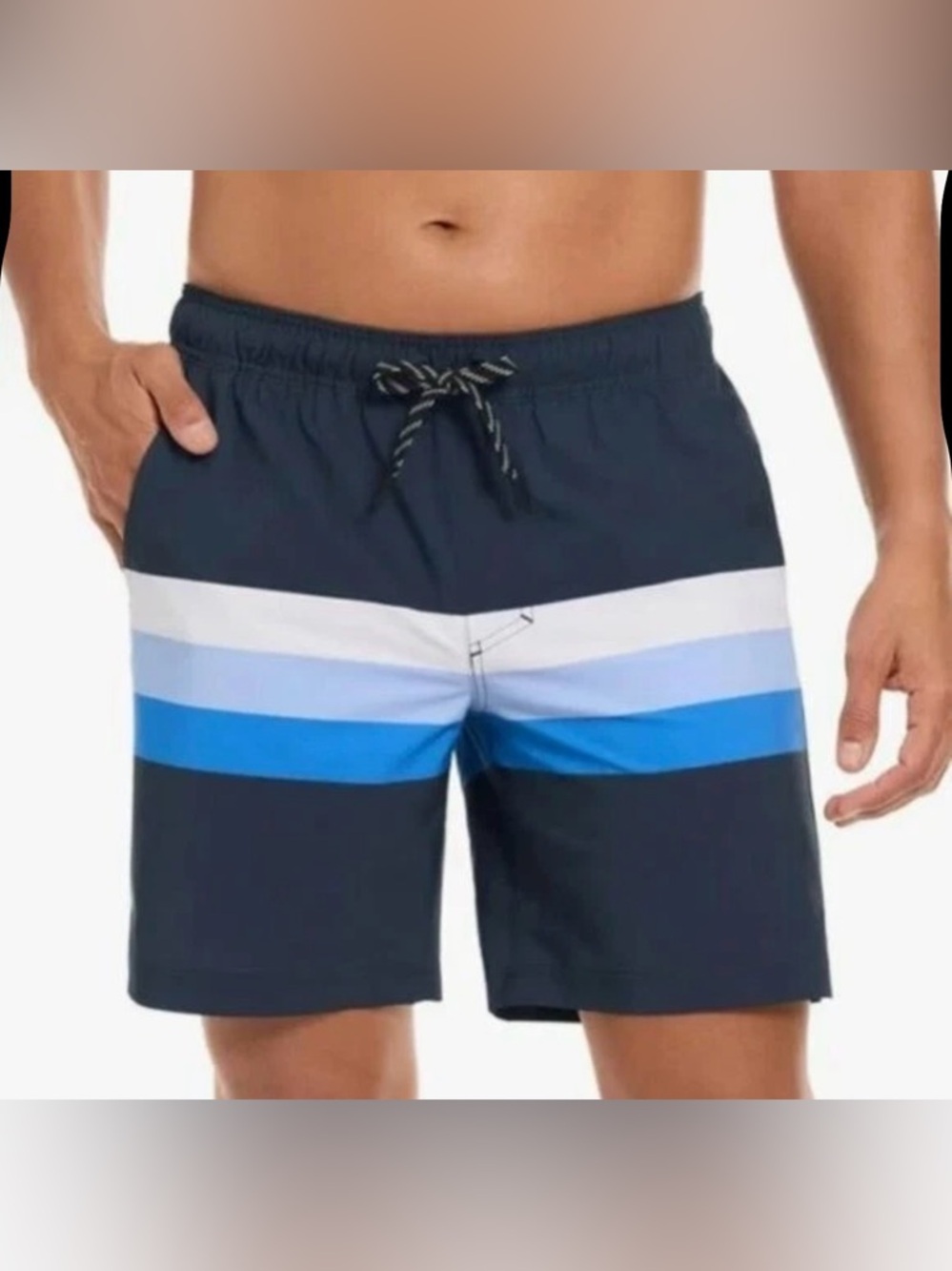 NWT HURLEY Mens Swim Shorts Trunks Board Stretch XXL BLUE STRIPED 7.5" inseam